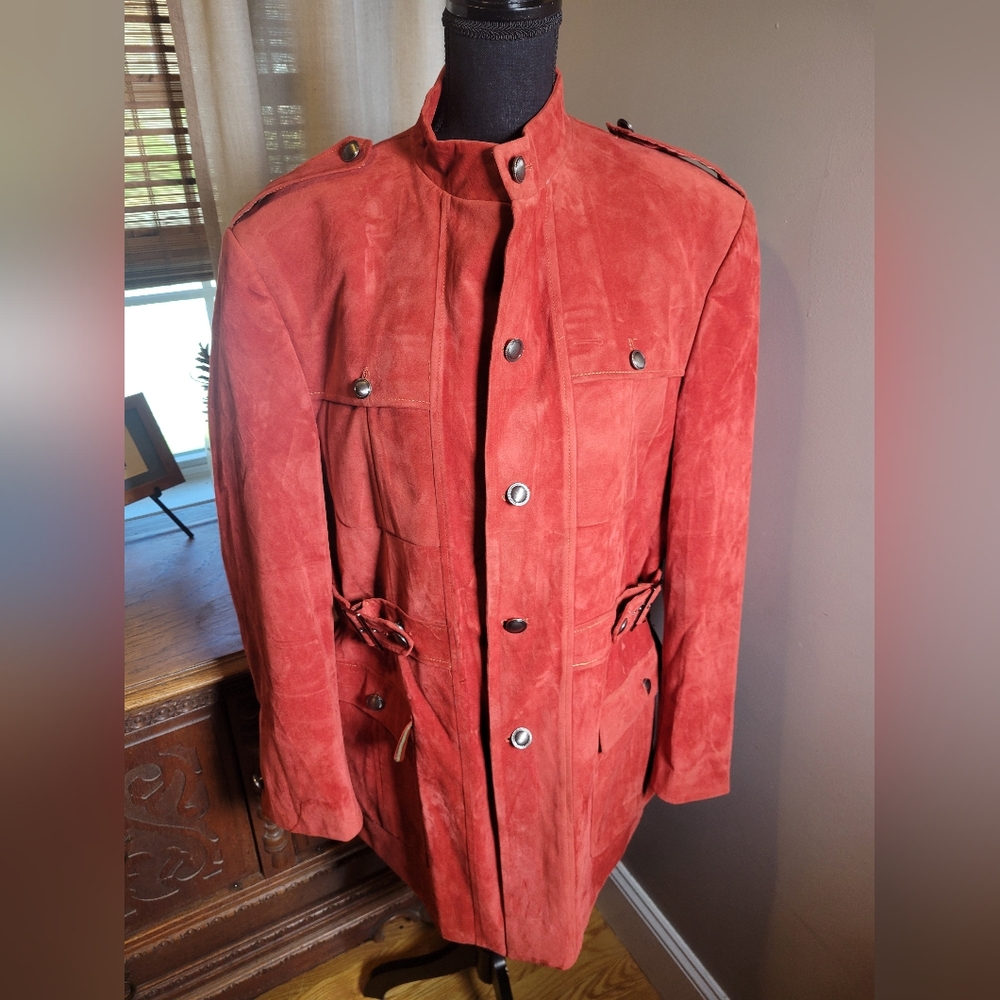 VINTAGE 70'S MEN'S VENEZZI RUST FAUX SUEDE UNIQUE JACKET